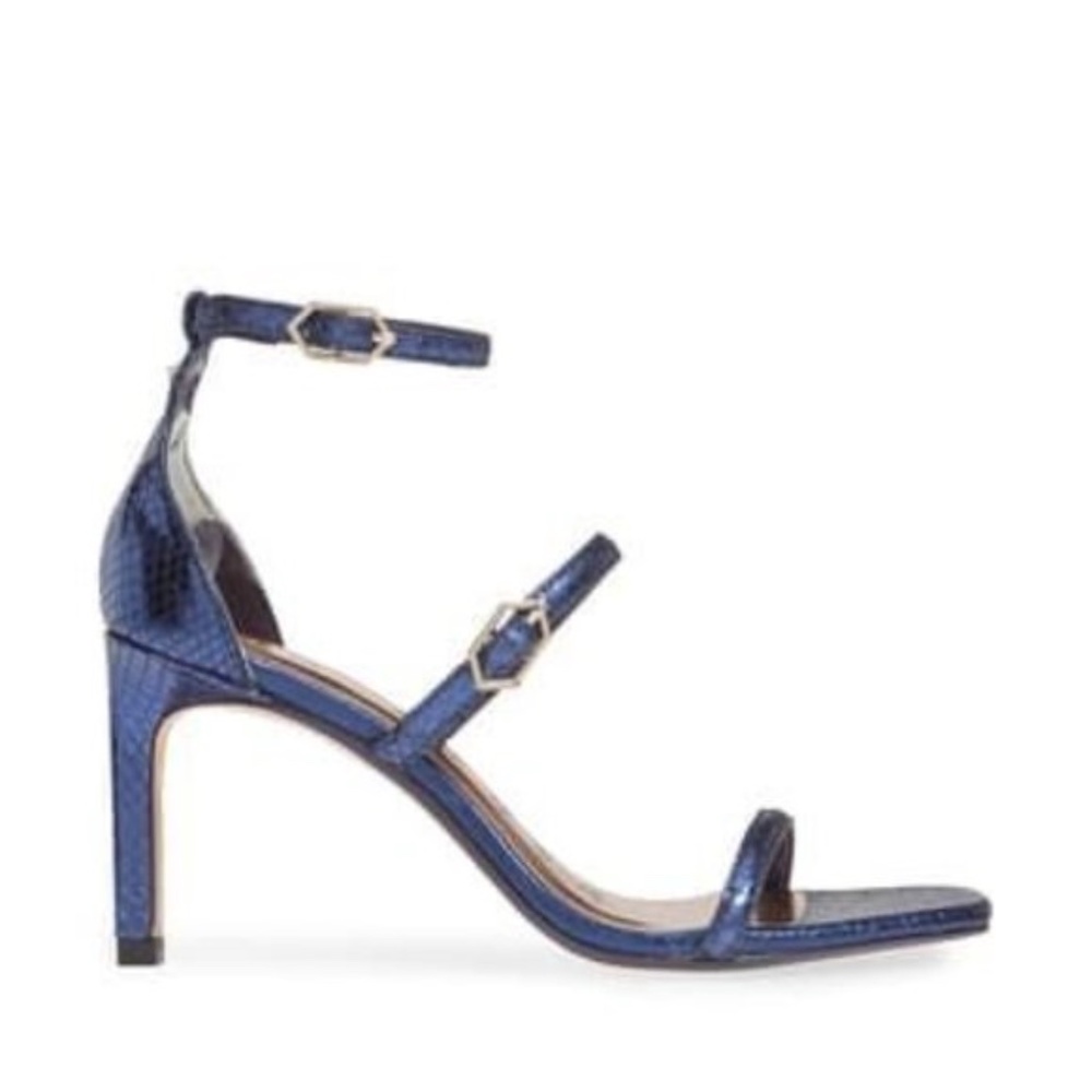 Ted Baker Triam Blue Snake Ankle Strap Heel Sandal Leather Fashion Pumps Shoes - Picture 2 of 11